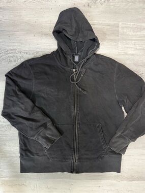 Y2K Vintage 2000’s GAP Men's Black Zip-Up Hoodie Sweatshirt